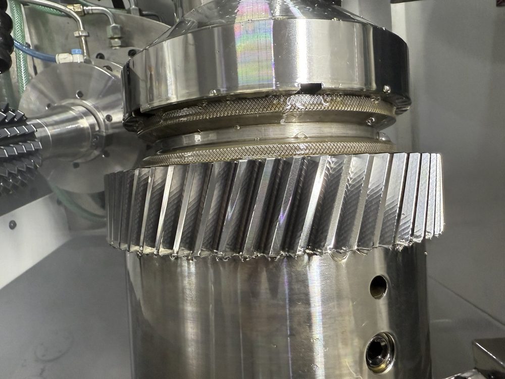 CNC hobbing a helical gear on an Eifco hobber